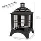 Wood-Burning Fire Pit, Chimney Style Firepit with Poker, 28" x 28", Black