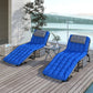 2-Piece Folding Lounge Chairs with Adjustable Backrest, Tanning Chair with Cushion, Side Pocket, Headrest, Beige