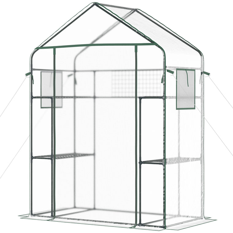 56" x 29" x 77" Clear Walk-In Mini Greenhouse with 4 Shelves