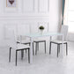 High Back Dining Chairs, Modern Upholstered Linen Fabric Accent Chairs with Metal Legs for Kitchen, Set of 4, White