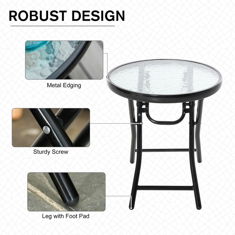 18" Round Folding Coffee Table with Glass Top