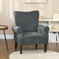 Fabric Armchair, Modern Accent Chair with Wood Legs for Living Room, Bedroom, Home Office, Dark Grey