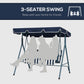 3-Seater Outdoor Porch Swing with Adjustable Canopy, Patio Swing Chair for Garden, Poolside, Backyard, Wine Red