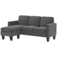 L-Shape Corduroy Sectional Sofa with Reversible Chaise - Dark Grey