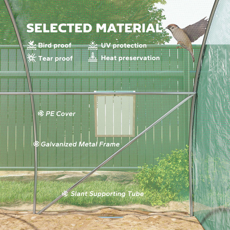 10' x 10' x 7' Tunnel Greenhouse with Windows and Zipper Door