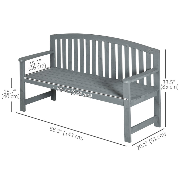 Wooden Outdoor Bench with Slatted Backrest