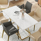 59-Inch Dining Table for 6, Modern Marble-Pattern Kitchen Dinner Table with Metal Pedestal for Home, Dining Room, White
