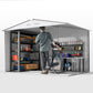 9.1' x 6.4' x 6.3' Garden Storage Shed w/ Foundation Kit Metal Tool Storage House w/ Double Doors Silver