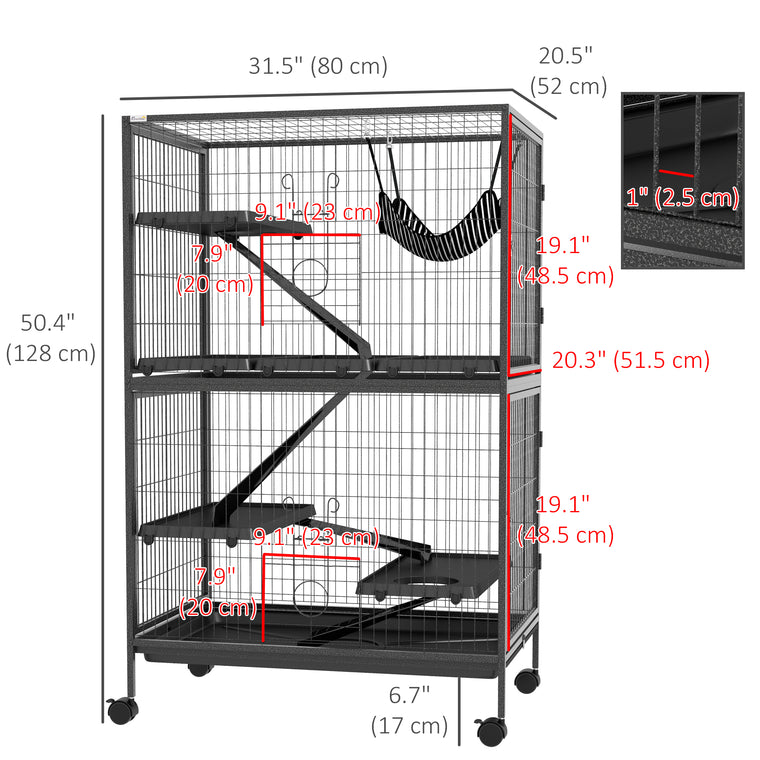 5-Tier Grey Deluxe Rolling Cage for Rabbits & Chinchillas
