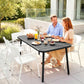 47" x 28" Outdoor Dining Table for 4, Rectangular Patio Table with Slatted Top and Rounded Edges, Grey