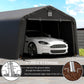 Portable Garage, Heavy Duty Carport Canopy with Ventilation Windows and Large Roll-up Door, Dark Grey