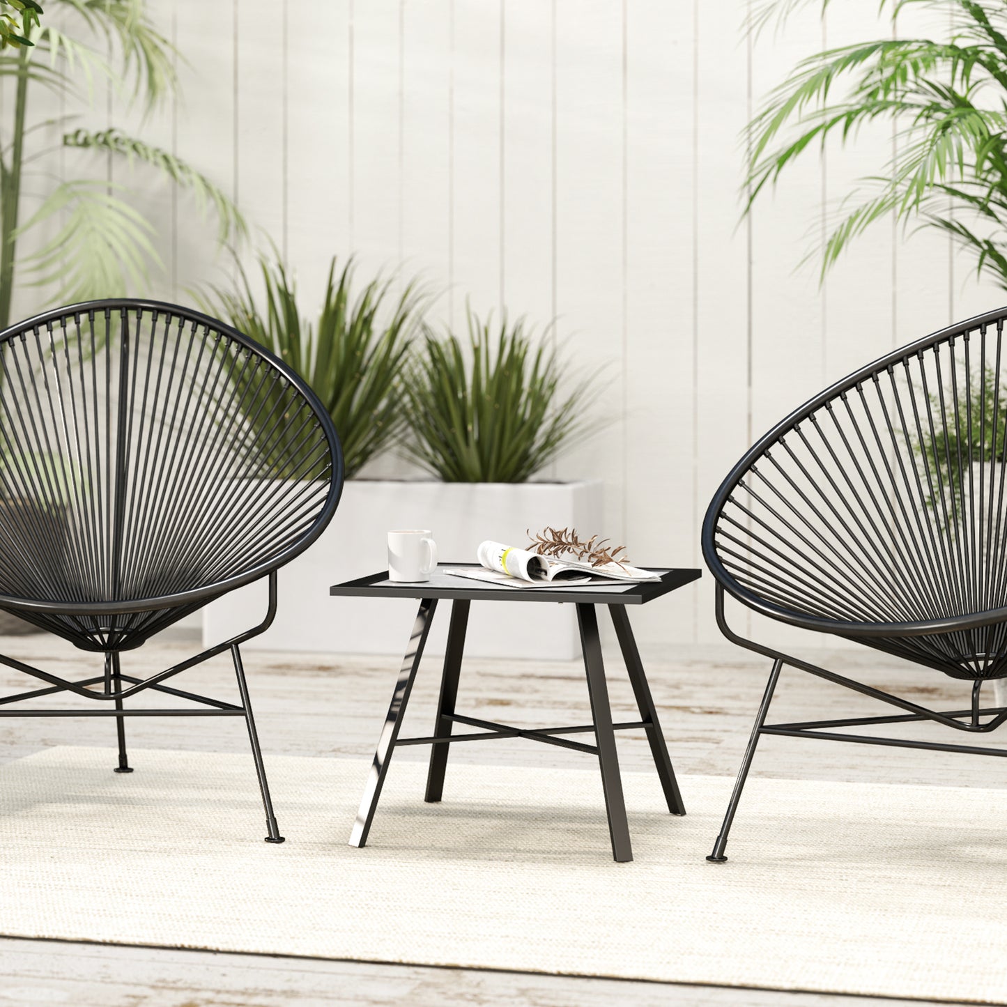 Small Outdoor Side Table, Patio Side Table with SPC Tabletop for Garden, Patio, Lawn, Grey