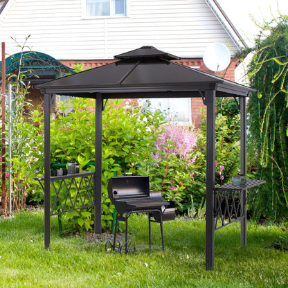Coffee Hardtop Grill Gazebo with Vented PC Roof