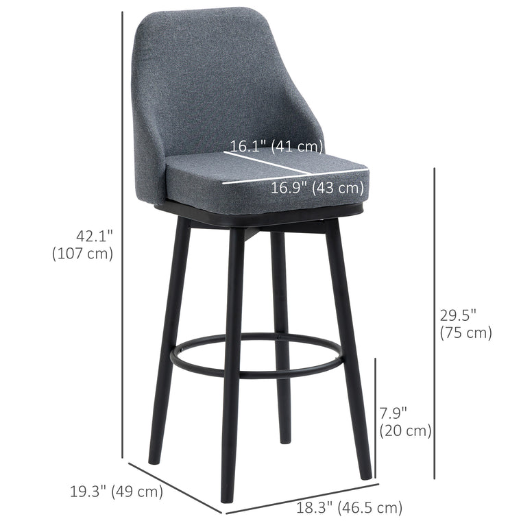 Extra Tall Swivel Bar Stools Set of 2 with Footrest