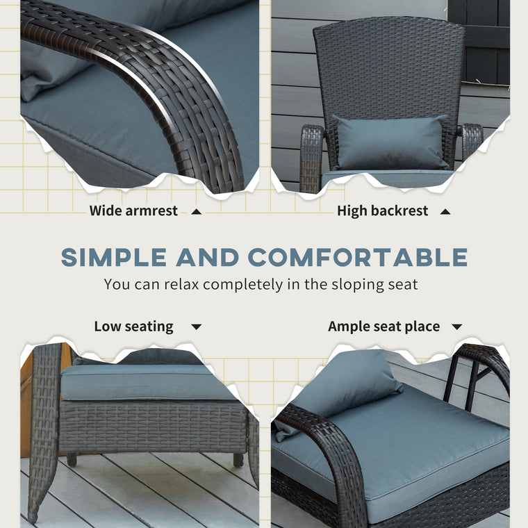 Light Grey PE Rattan Adirondack Chair with Cushions