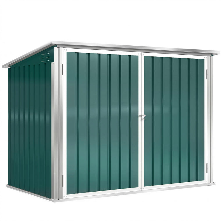 Steel Wheelie Trash Can Shed with Double Door