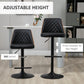 Modern Bar Stools PU Leather Set of 2 Swivel Bar Height Barstools Chairs with Adjustable Height, Round Heavy Metal Base and Footrest, Black
