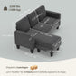 L-Shape Corduroy Sectional Sofa with Reversible Chaise - Dark Grey