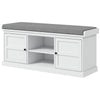 Shoe Storage Bench with Cushioned Seat & 2 Cabinets - White