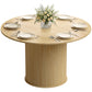 Round Dining Table for 4-6, 47 Inch Kitchen Table with Fluted Pedestal Base, for Kitchen Living Room Dining Room, Natural