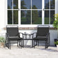 Outdoor Glider Bench with Coffee Table, Patio 2-Seat Rocking Chair Swing Loveseat with Breathable Sling for Backyard Garden Porch, Black