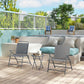 3 Pieces Outdoor Bistro Set, Folding Patio Table and Chairs with Tempered Glass Tabletop for Garden, Deck & Backyard
