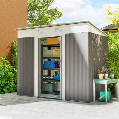 7' x 4' Metal Tool Shed with Lockable Sliding Doors and Vents