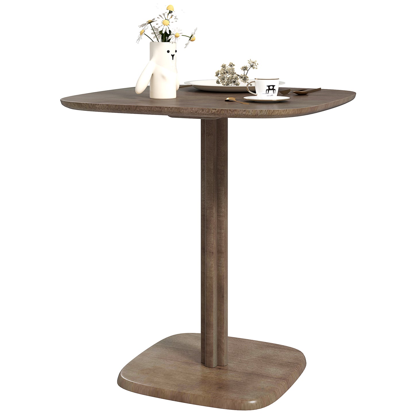 Dining Table for 4 People - Modern Kitchen Table with Wood-Effect Top, 27.6" x 27.6", Dark Brown