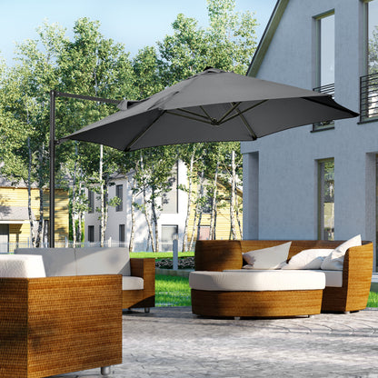 8.5FT Dark Grey Roma Cantilever Parasol with Cross Base