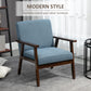 Accent Chairs with Cushioned Seat, Upholstered Linen-Feel Armchair with Adjustable Feet for Bedroom, Living Room, Blue