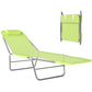 Outdoor Lounge Chair, Portable Adjustable Reclining Seat Folding Chaise Lounge Patio Camping Beach Tanning Chair Bed with Pillow, Light Green