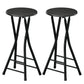 Set of 2 Foldable Barstools, Counter Height Bar Stools with Footrest and Steel Legs for Kitchen Island, Black