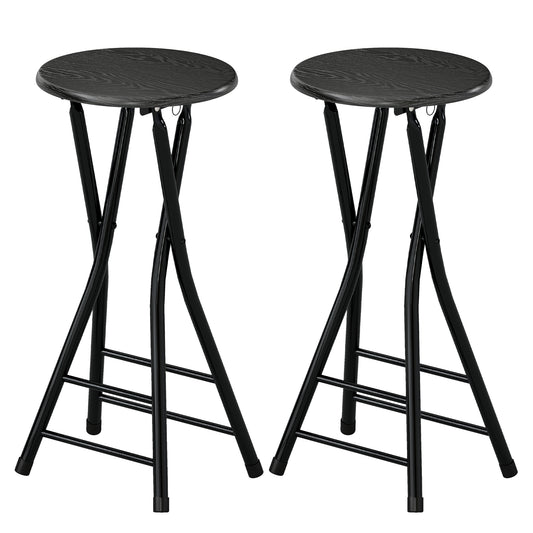Foldable Counter Height Bar Stools Set of 2 - Black