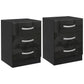 Bedside Table Set of 2, Modern Nightstand with Drawers and High Gloss Fronts, Night Table for Bedroom, Black