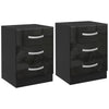 Nightstand Set of 2 with High-Gloss Drawers - Black