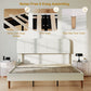 King Size Bed Frame with Adjustable Headboard Upholstered Platform Bed Frame with Wood Slat Support Noise Free White