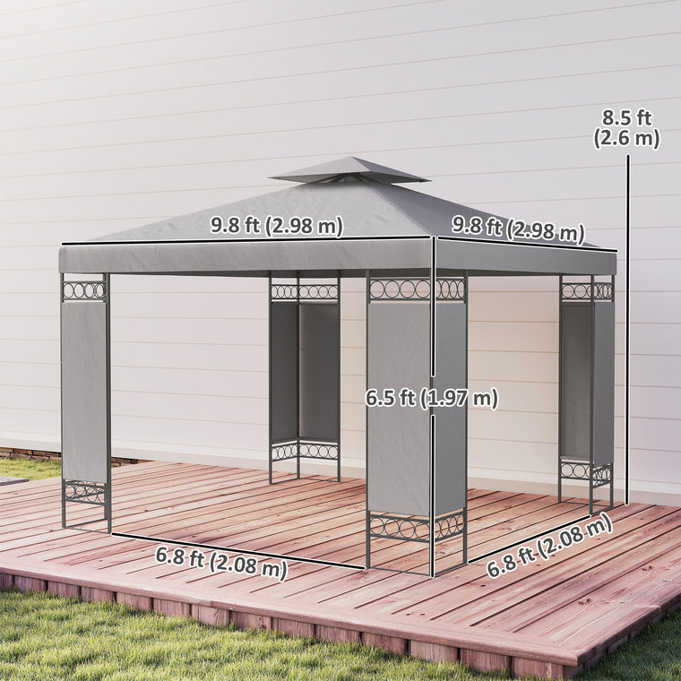 10' x 10' Light Grey Canopy Gazebo with Screen Panels