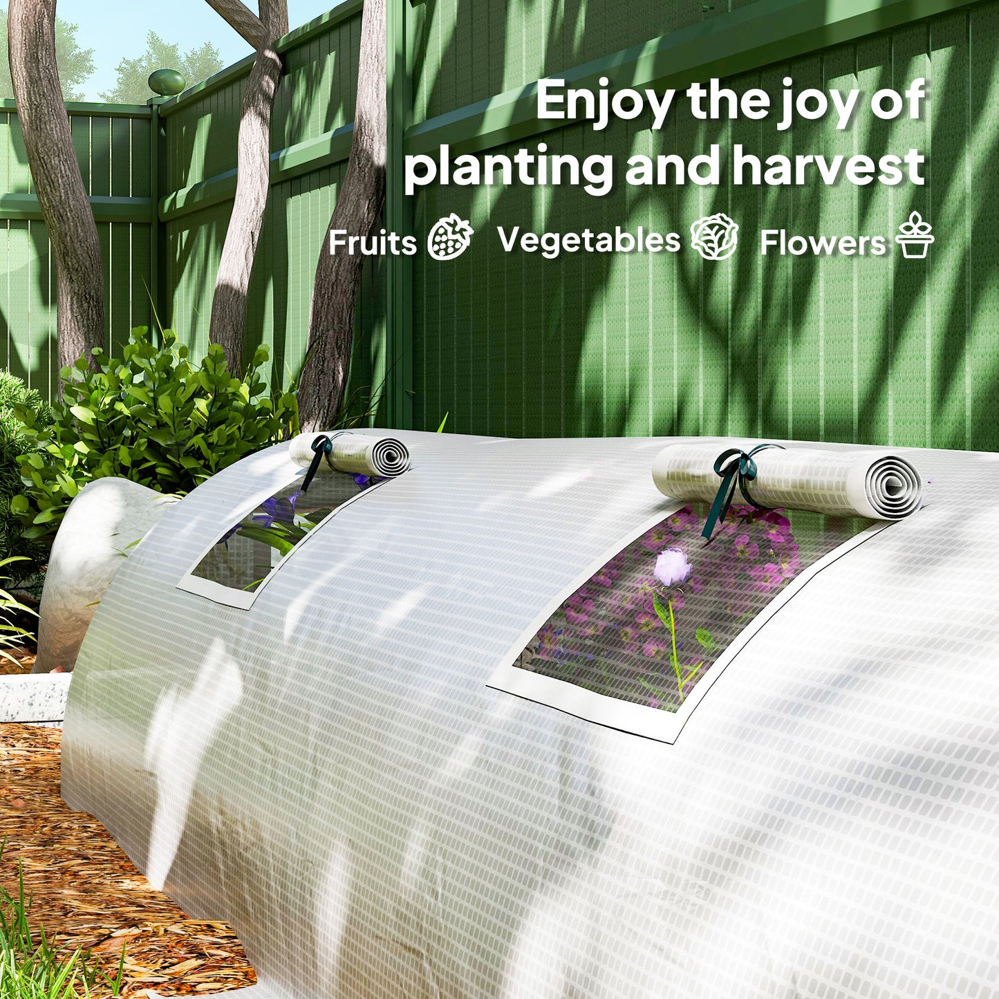 Portable Mini Greenhouse, Tunnel Growing Tent with 5 Mesh Windows and Steel Frame