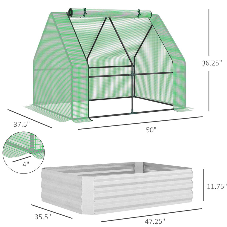 50" x 37.4" x 36.2" Green Garden Bed with Greenhouse Cover