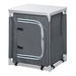 Camping Kitchen Station, Aluminum Camping Table Cook Cupboard with 2-Shelf and Carrying Bag for BBQ Party Picnics, Grey
