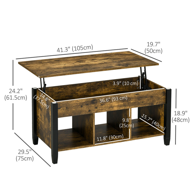 41" Lift Top Coffee Table with Hidden Storage