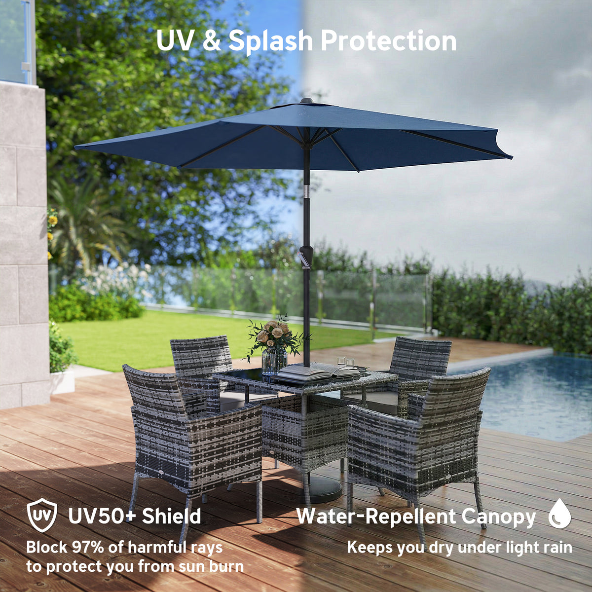 9' Patio Umbrella with Tilt & Crank