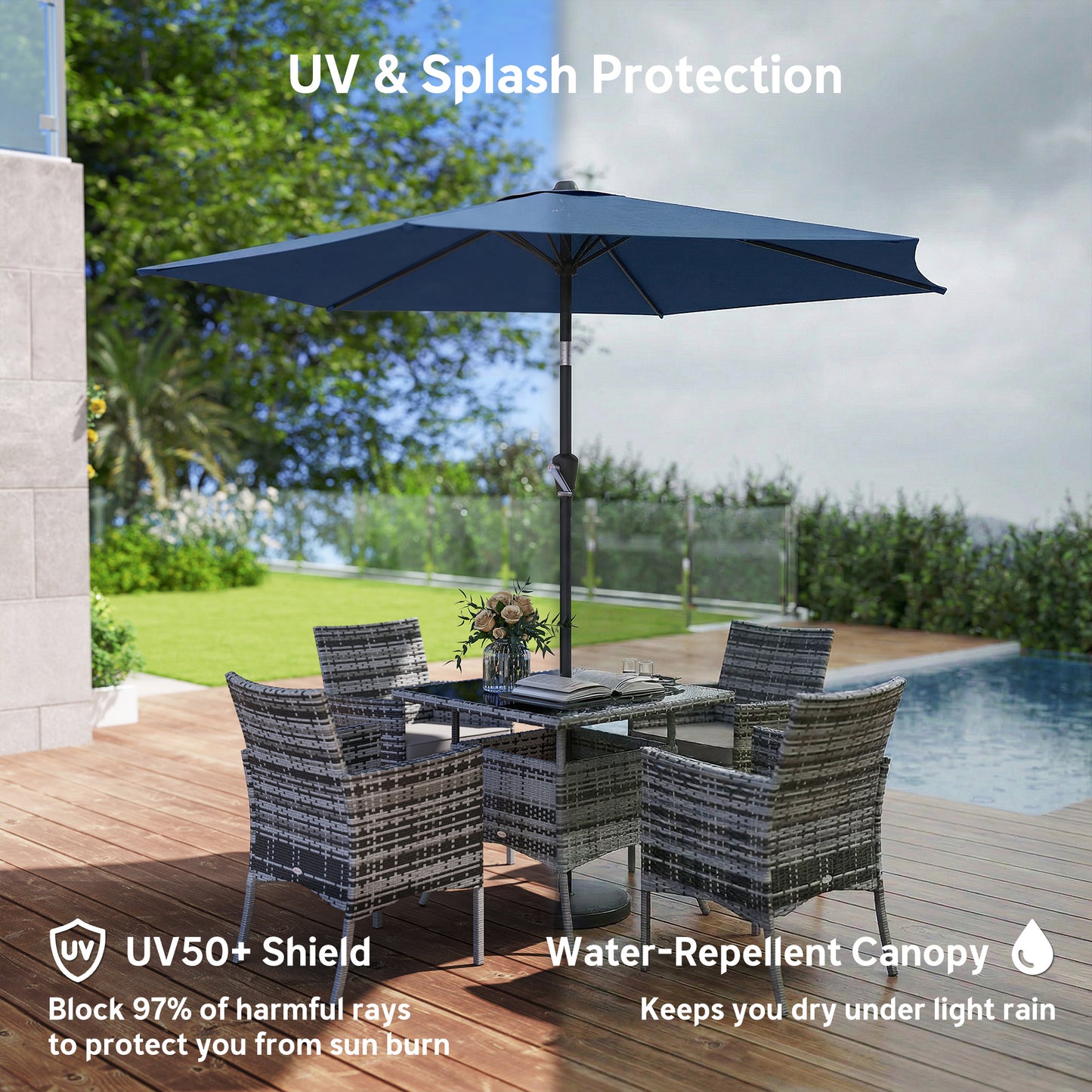 9' Patio Umbrella with Tilt & Crank