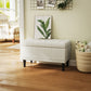 Storage Ottoman, Linen Fabric End of Bed Bench with Button Tufted Storage Bench for Bedroom, Beige