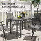 Extendable Patio Dining Table, 33.5"-49.2" Adjustable Outdoor Dining Table for 4-6 Person, with Tempered Glass Top, Metal Frame, for Lawn, Garden, Dark Grey