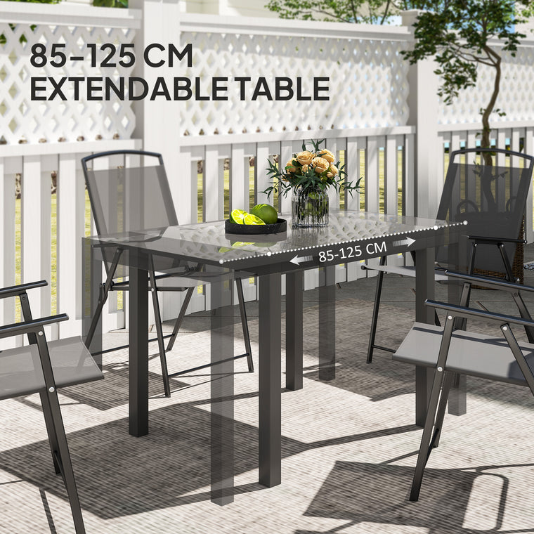 33.5"-49.2" Extendable Dining Table with Glass Top