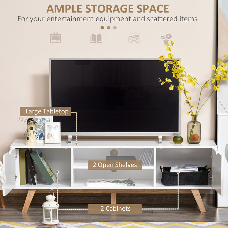 TV Stand with 2 Cabinets for TVs up to 65" - White