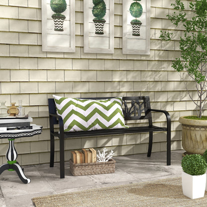 49" Metal Outdoor Bench with Curved Arms