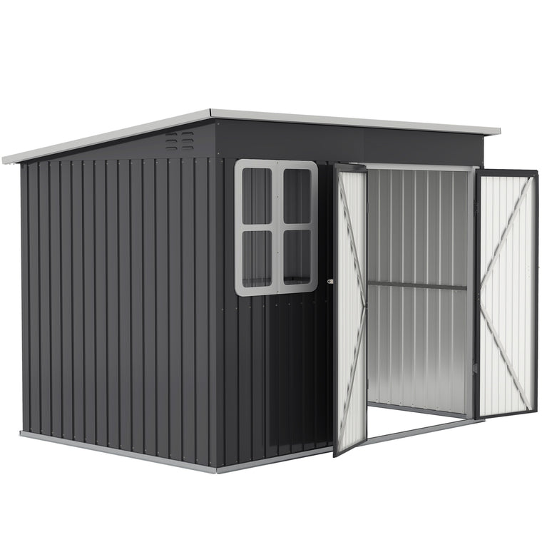 8.5' x 6' Galvanized Steel Storage Shed with Vents and Window