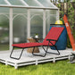 Foldable Lounge Chair, Reclining Patio Sun Lounger with 6-Position Adjustable Back, Wine Red